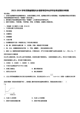 2023-2024学年河南省南阳内乡县联考初中化学毕业考试模拟冲刺卷含解析.doc
