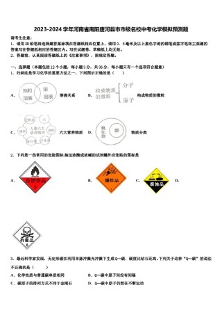 2023-2024学年河南省南阳唐河县市市级名校中考化学模拟预测题含解析.doc