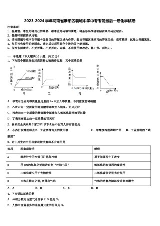 2023-2024学年河南省淮阳区羲城中学中考考前最后一卷化学试卷含解析.doc
