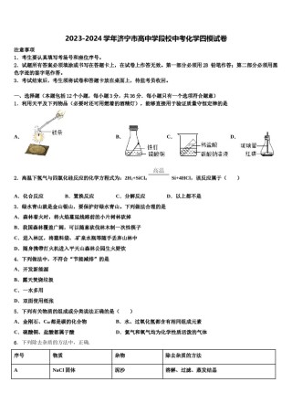 2023-2024学年济宁市高中学段校中考化学四模试卷含解析.doc