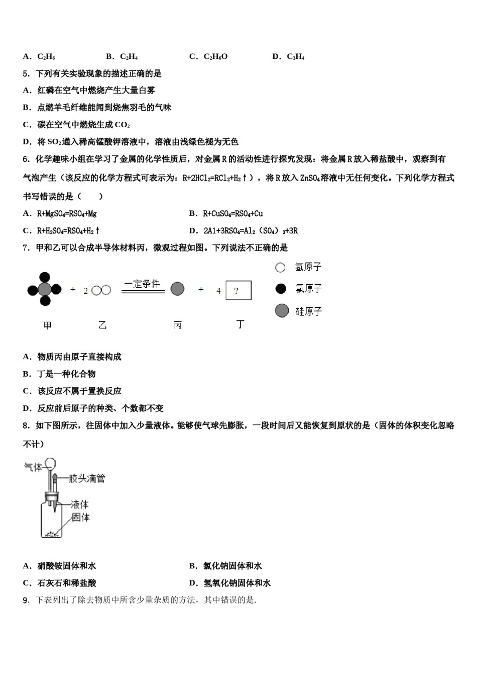 2023-2024学年浙江宁波海曙区中考化学对点突破模拟试卷含解析.doc_第2页