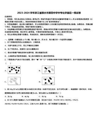 2023-2024学年浙江省丽水市第四中学中考化学最后一模试卷含解析.doc