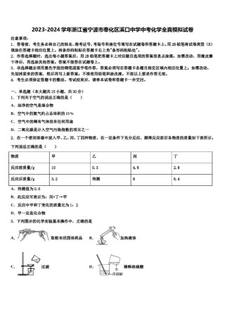 2023-2024学年浙江省宁波市奉化区溪口中学中考化学全真模拟试卷含解析.doc