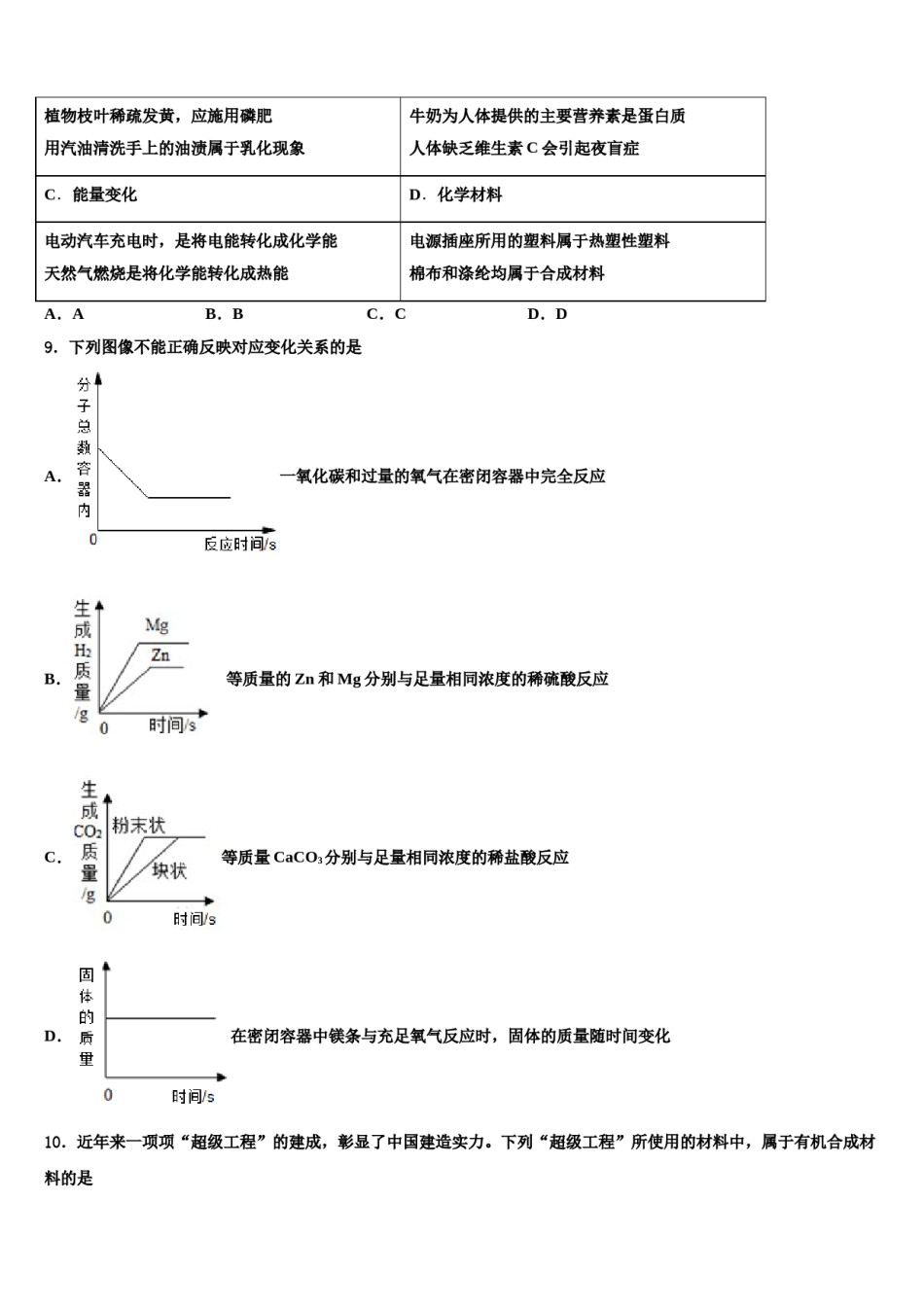 2023-2024学年浙江省杭州市景成实验中学中考适应性考试化学试题含解析.doc_第3页