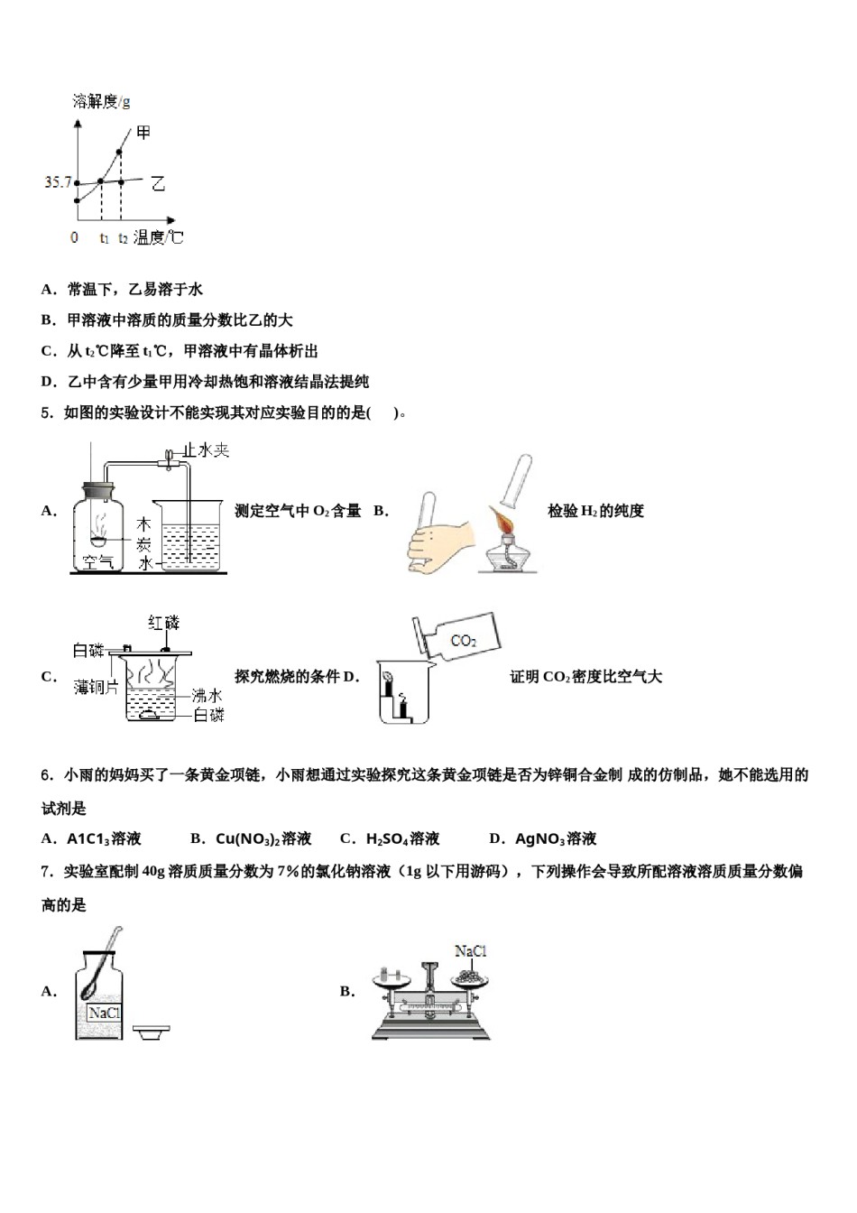 2023-2024学年浙江省温州市名校中考化学适应性模拟试题含解析.doc_第2页