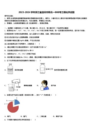 2023-2024学年浙江省温州市瓯北一中中考三模化学试题含解析.doc