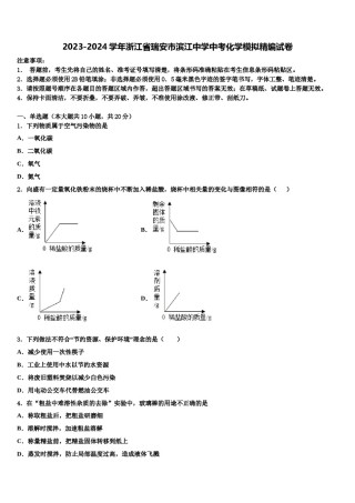 2023-2024学年浙江省瑞安市滨江中学中考化学模拟精编试卷含解析.doc