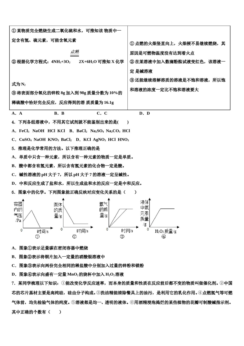 2023-2024学年浙江省绍兴上虞区四校联考中考冲刺卷化学试题含解析.doc_第2页