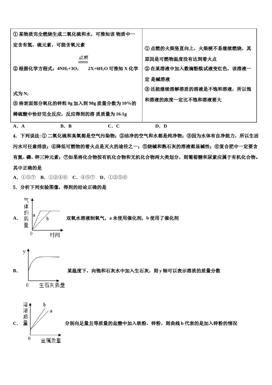 2023-2024学年浙江省衢州市名校中考一模化学试题含解析.doc_第2页