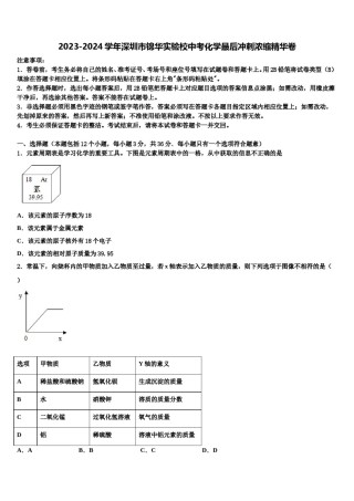 2023-2024学年深圳市锦华实验校中考化学最后冲刺浓缩精华卷含解析.doc