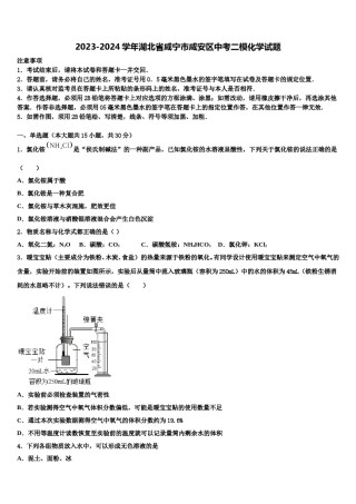 2023-2024学年湖北省咸宁市咸安区中考二模化学试题含解析.doc