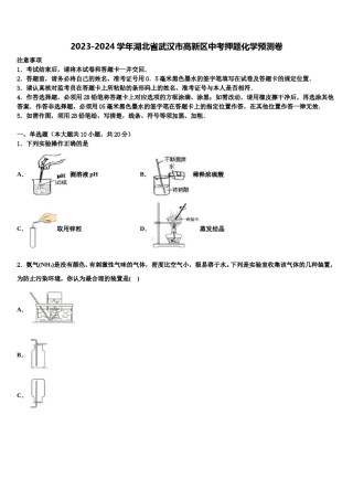 2023-2024学年湖北省武汉市高新区中考押题化学预测卷含解析.doc