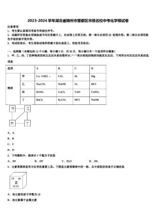 2023-2024学年湖北省随州市曾都区市级名校中考化学模试卷含解析.doc
