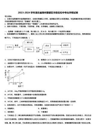 2023-2024学年湖北省随州曾都区市级名校中考化学模试卷含解析.doc