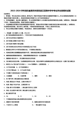 2023-2024学年湖北省黄冈市团风县王亚南中学中考化学全真模拟试题含解析.doc