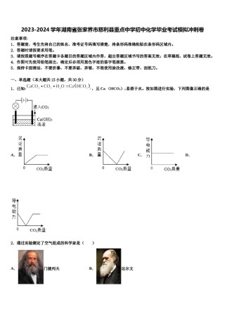 2023-2024学年湖南省张家界市慈利县重点中学初中化学毕业考试模拟冲刺卷含解析.doc