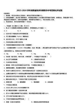 2023-2024学年湖南省株洲市醴陵市中考四模化学试题含解析.doc