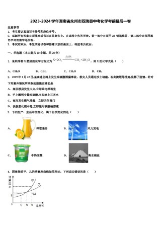 2023-2024学年湖南省永州市双牌县中考化学考前最后一卷含解析.doc
