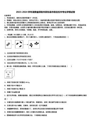 2023-2024学年湖南省邵阳市邵东县市级名校中考化学模试卷含解析.doc