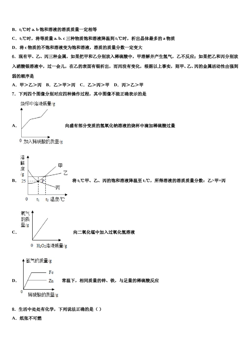 2023-2024学年湖南省邵阳市隆回县初中化学毕业考试模拟冲刺卷含解析.doc_第2页