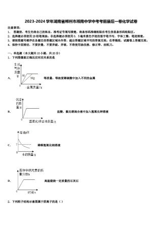 2023-2024学年湖南省郴州市湘南中学中考考前最后一卷化学试卷含解析.doc