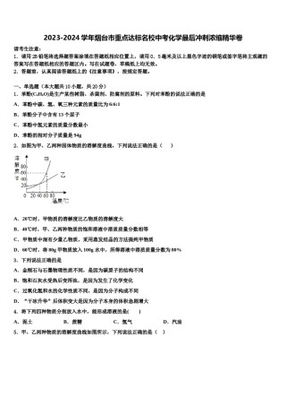 2023-2024学年烟台市重点达标名校中考化学最后冲刺浓缩精华卷含解析.doc