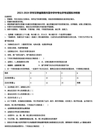 2023-2024学年甘肃省陇南市某中学中考化学考试模拟冲刺卷含解析.doc