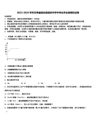 2023-2024学年甘肃省靖远县靖安中学中考化学全真模拟试卷含解析.doc