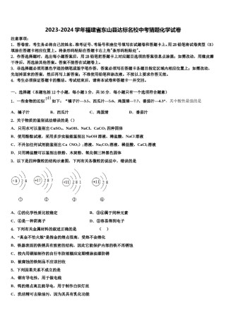 2023-2024学年福建省东山县达标名校中考猜题化学试卷含解析.doc