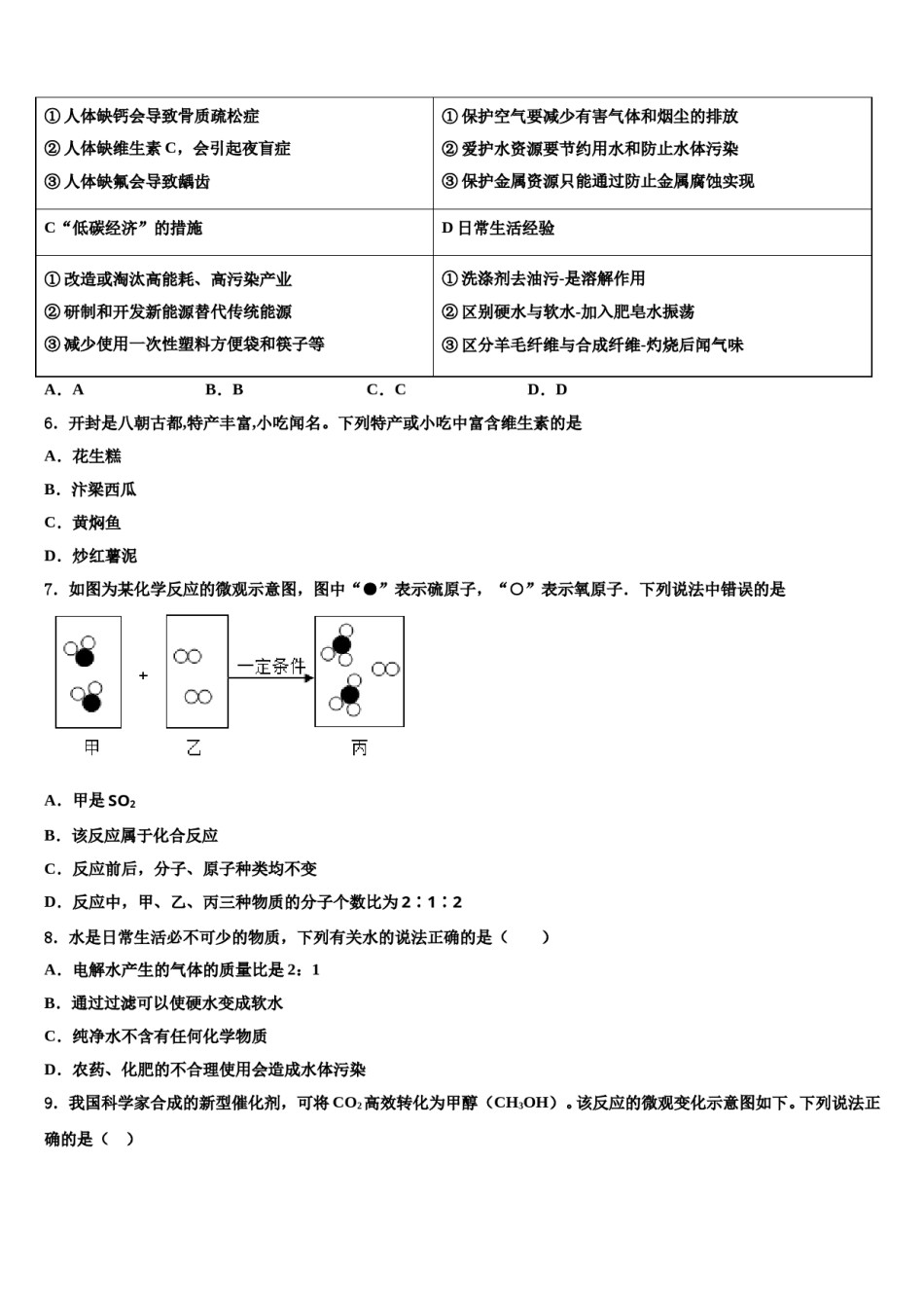 2023-2024学年福建省厦门市五校中考化学模拟精编试卷含解析.doc_第2页