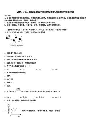 2023-2024学年福建省宁德市名校中考化学适应性模拟试题含解析.doc
