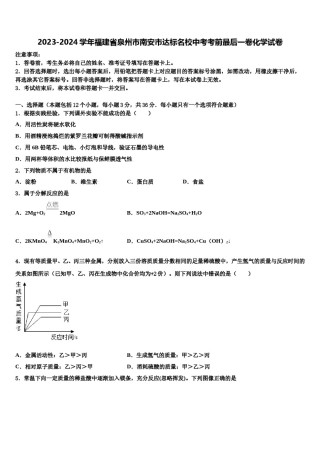 2023-2024学年福建省泉州市南安市达标名校中考考前最后一卷化学试卷含解析.doc