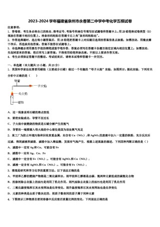 2023-2024学年福建省泉州市永春第二中学中考化学五模试卷含解析.doc