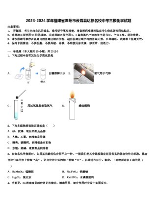 2023-2024学年福建省漳州市云霄县达标名校中考三模化学试题含解析.doc