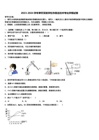 2023-2024学年聿怀实验学校市级名校中考化学模试卷含解析.doc
