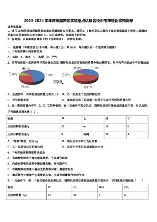 2023-2024学年苏州高新区实验重点达标名校中考押题化学预测卷含解析.doc