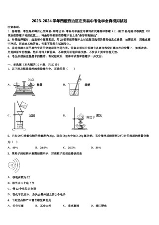 2023-2024学年西藏自治区左贡县中考化学全真模拟试题含解析.doc