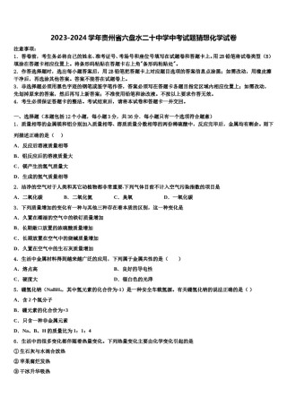 2023-2024学年贵州省六盘水二十中学中考试题猜想化学试卷含解析.doc