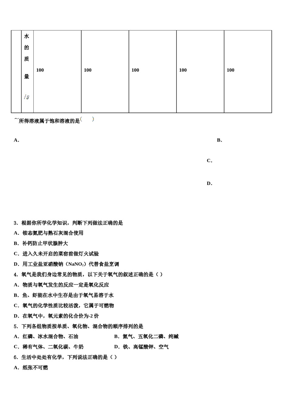 2023-2024学年贵州省遵义市名校中考适应性考试化学试题含解析.doc_第2页