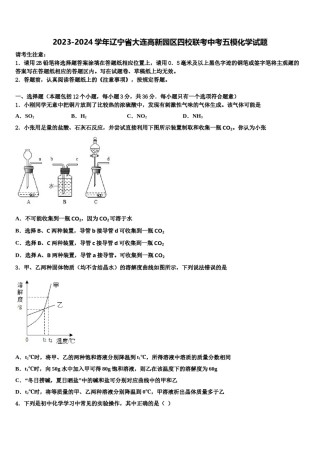 2023-2024学年辽宁省大连高新园区四校联考中考五模化学试题含解析.doc