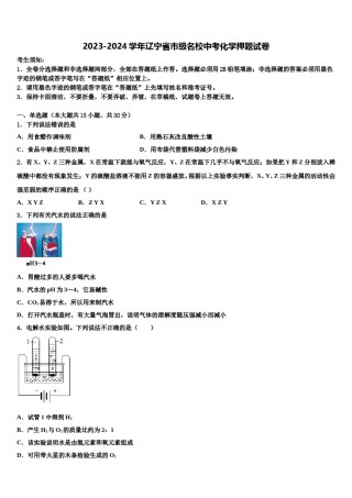 2023-2024学年辽宁省市级名校中考化学押题试卷含解析.doc