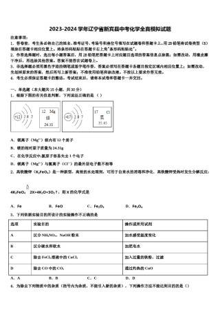 2023-2024学年辽宁省新宾县中考化学全真模拟试题含解析.doc