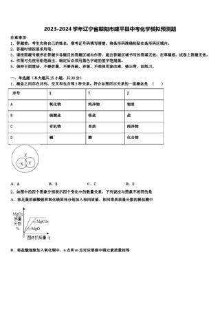 2023-2024学年辽宁省朝阳市建平县中考化学模拟预测题含解析.doc