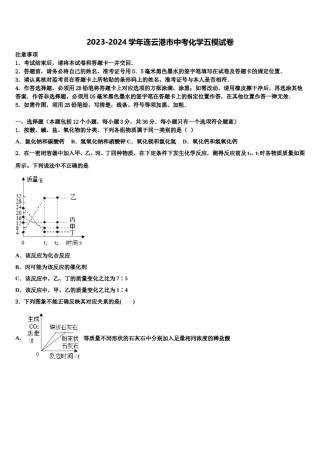 2023-2024学年连云港市中考化学五模试卷含解析.doc