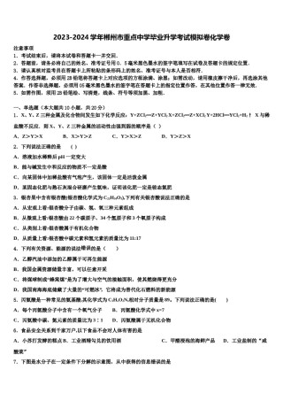 2023-2024学年郴州市重点中学毕业升学考试模拟卷化学卷含解析.doc