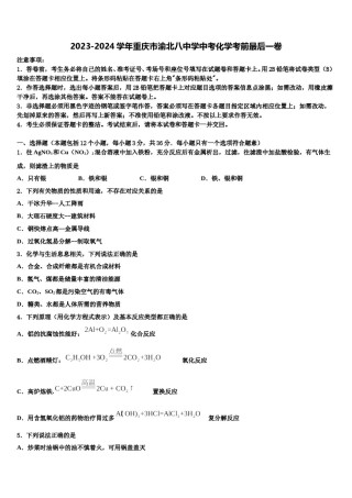 2023-2024学年重庆市渝北八中学中考化学考前最后一卷含解析.doc