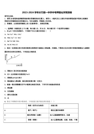 2023-2024学年长竹园一中学中考押题化学预测卷含解析.doc