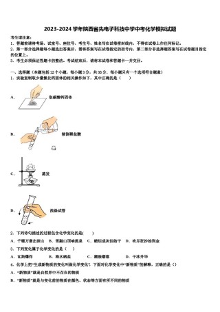 2023-2024学年陕西省先电子科技中学中考化学模拟试题含解析.doc