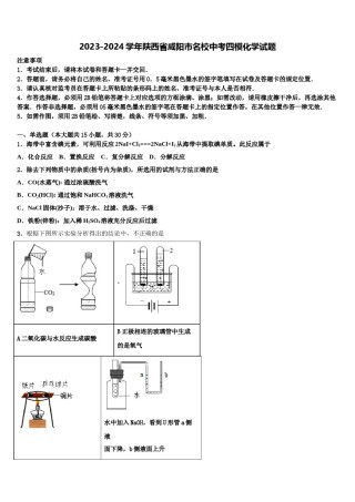 2023-2024学年陕西省咸阳市名校中考四模化学试题含解析.doc