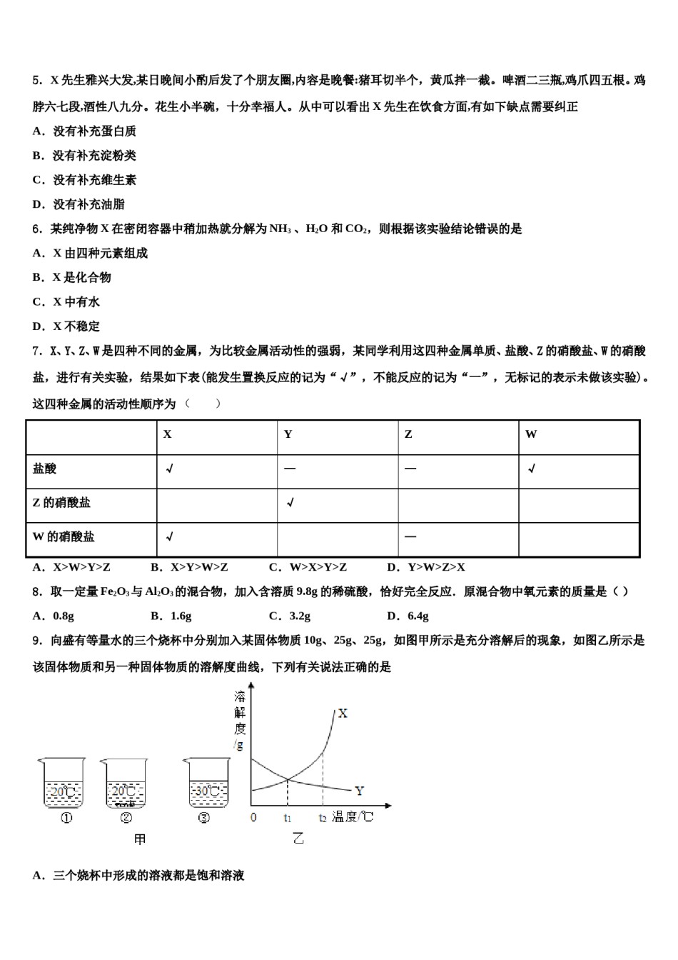 2023-2024学年陕西省咸阳市秦都区咸阳市实验中学中考试题猜想化学试卷含解析.doc_第2页
